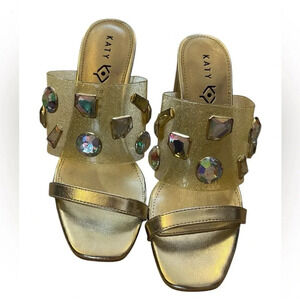 Katy Perry the Finca gold block heels  size 6